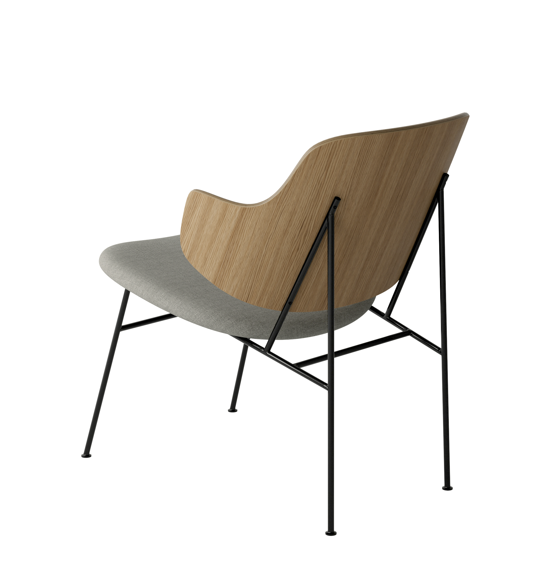 Menu - The Penguin fauteuil, zwart stalen frame, naturel eiken rugleuning, 0218 (Beige)