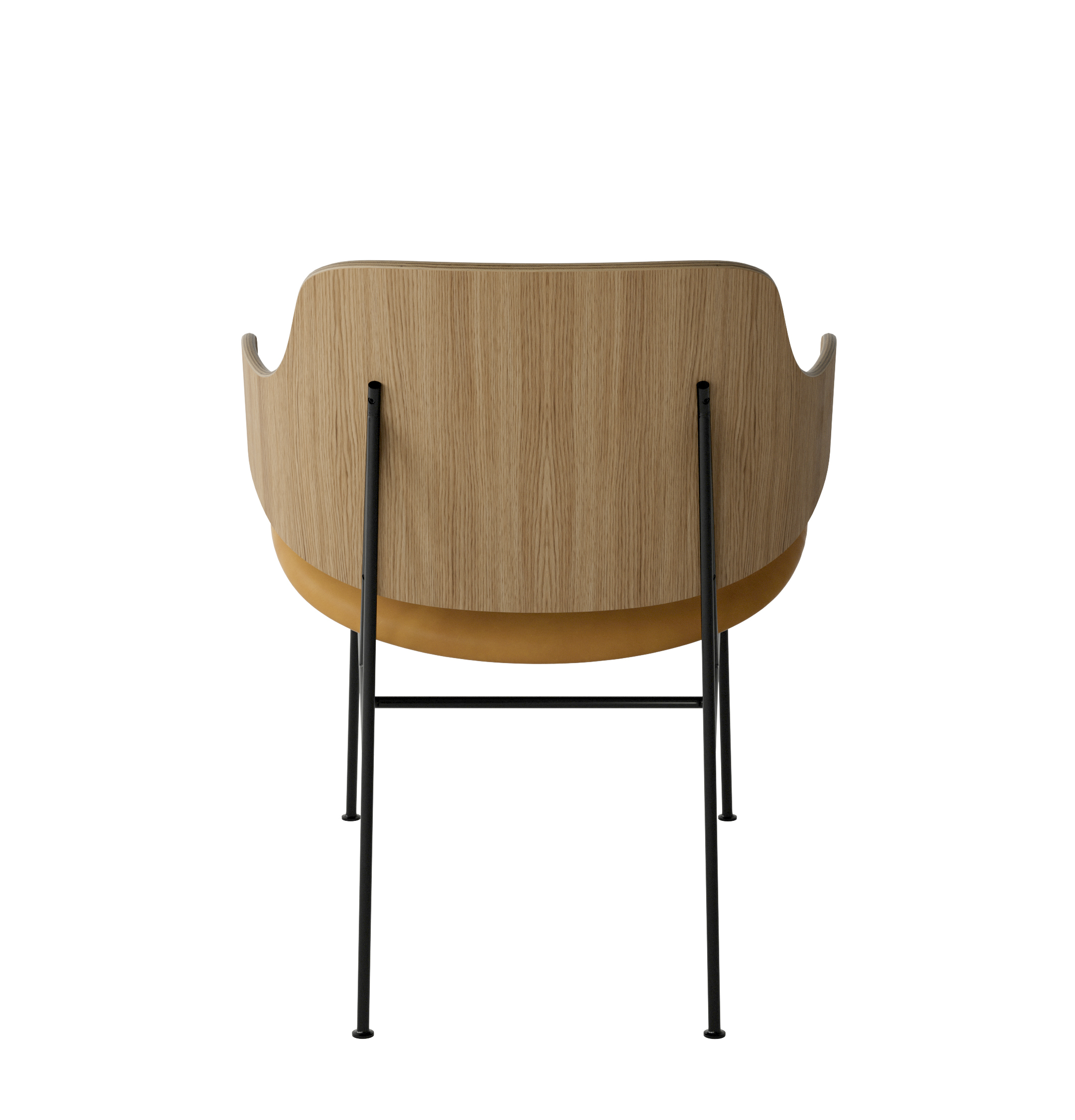 Menu - The Penguin fauteuil, zwart stalen frame, naturel eiken rugleuning, 0250 (Cognac)