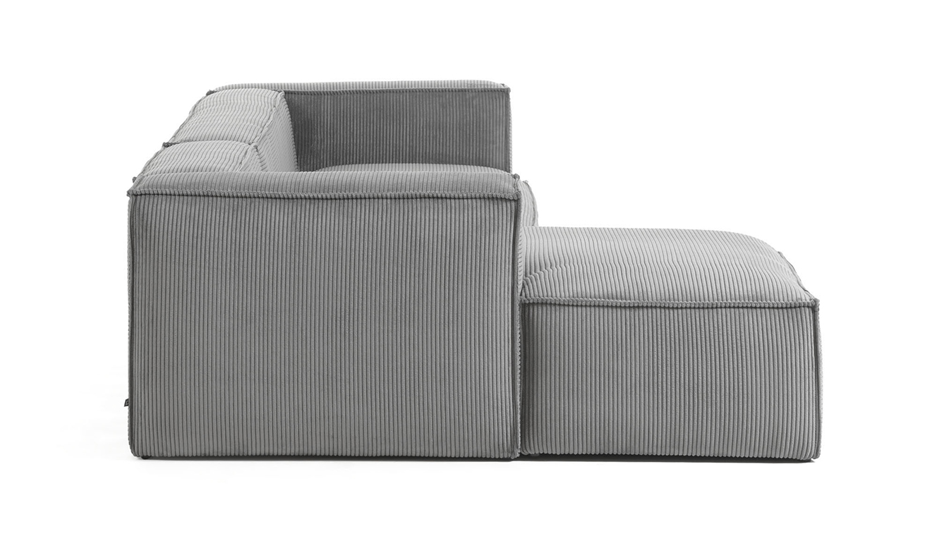 3 persoonsbank Blok met chaise longue links van grijs corduroy 330 cm