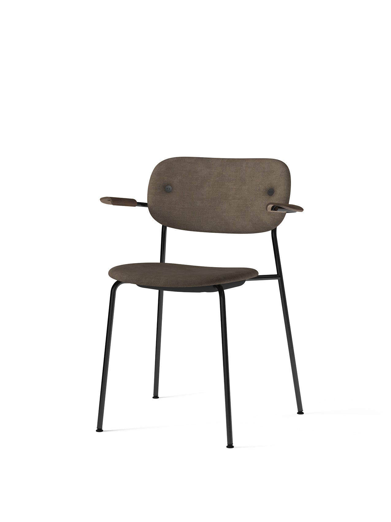 Menu - Co eetkamerstoel met armleuning, zwart stalen frame, Oak Arms, donker gebeitst eiken, 0233 (Grey)