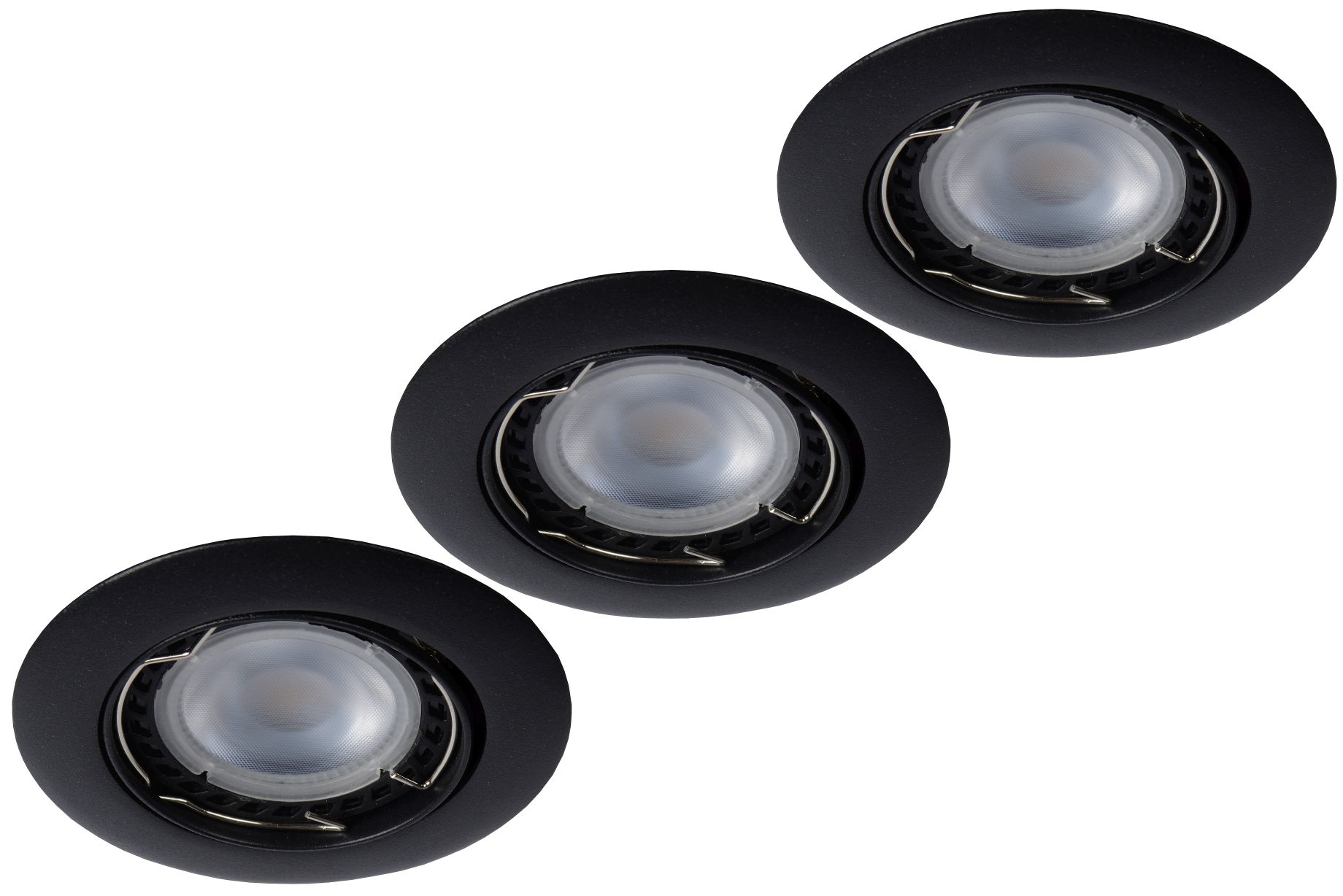 Lucide FOCUS - Inbouwspot - Ø 8,1 cm - LED Dimb. - GU10 - 3x5W 3000K - Zwart - Set van 3