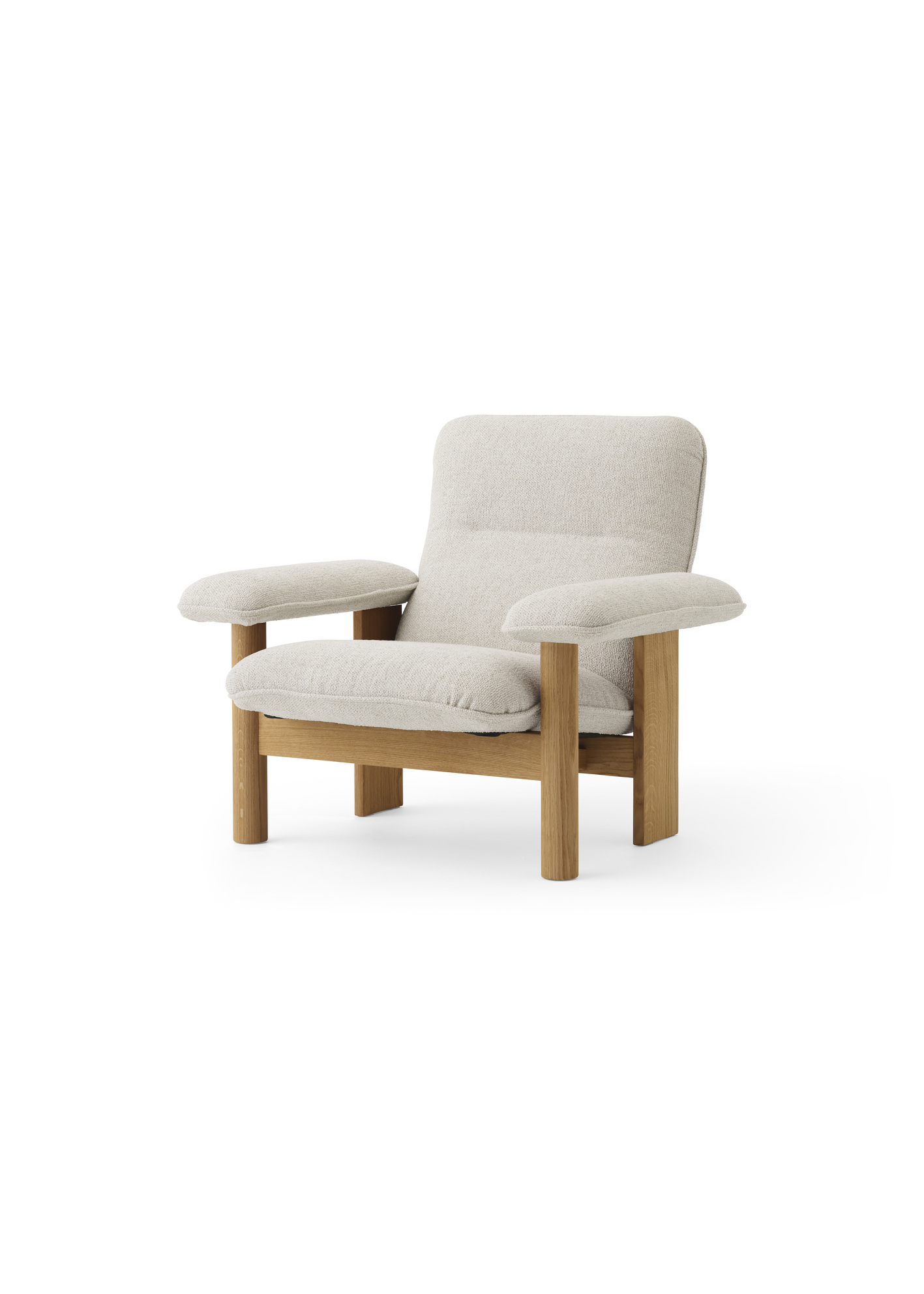 Menu - Brasilia loungestoel, massief naturel eiken frame, 0011 (White) Moss