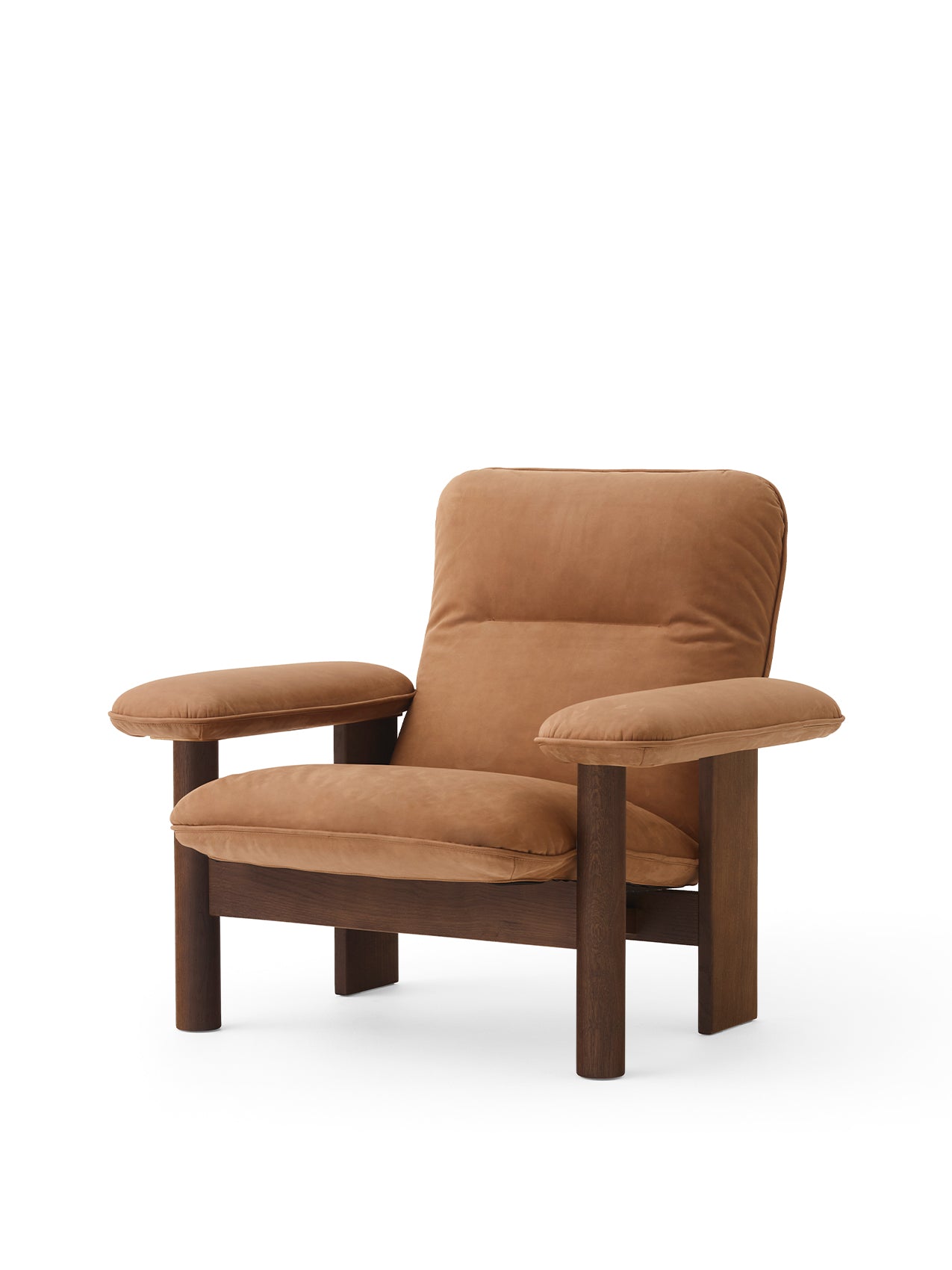 Menu - Brasilia loungestoel, massief donker gebeitst eiken frame, 21004 (Camel)