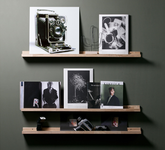 Studio photoframe shelf, solid oak 120cm