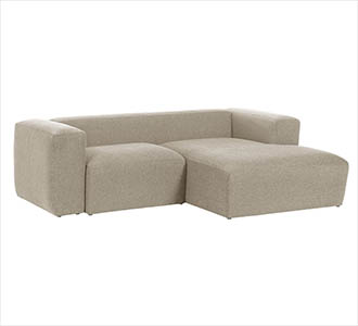 2 persoonsbank Blok met chaise longue rechts van beige 240 cm