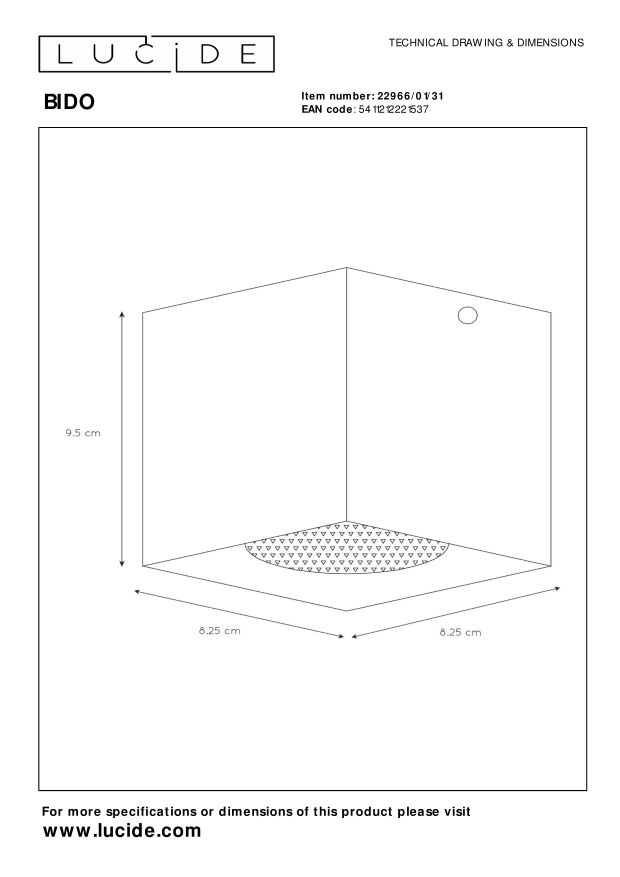 Lucide BIDO - Plafondspot - 1xGU10 - Wit