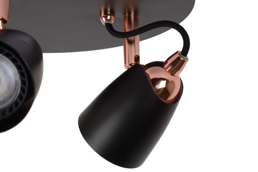 Lucide RIDE-LED - Plafondspot - Ø 25 cm - LED Dimb. - GU10 - 3x5W 3000K - Koper