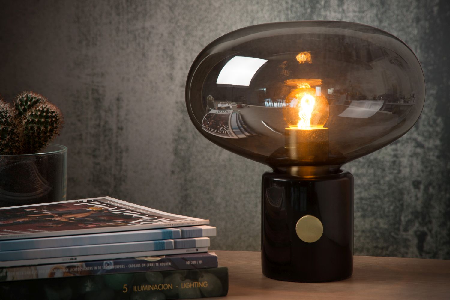 Lucide CHARLIZE - Tafellamp - Ø 23 cm - 1xE27 - Fumé