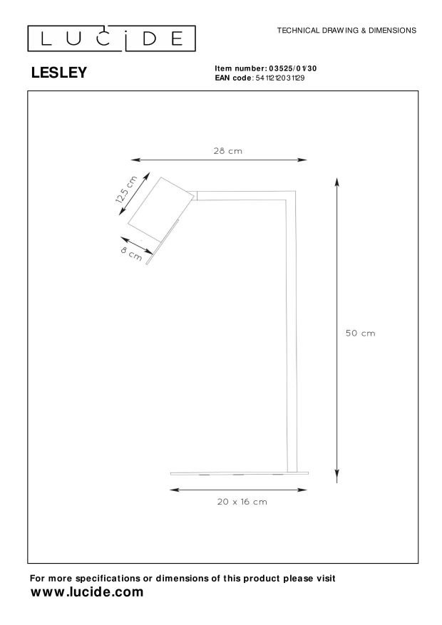 Lucide LESLEY - Bureaulamp - 1xGU10 - Zwart