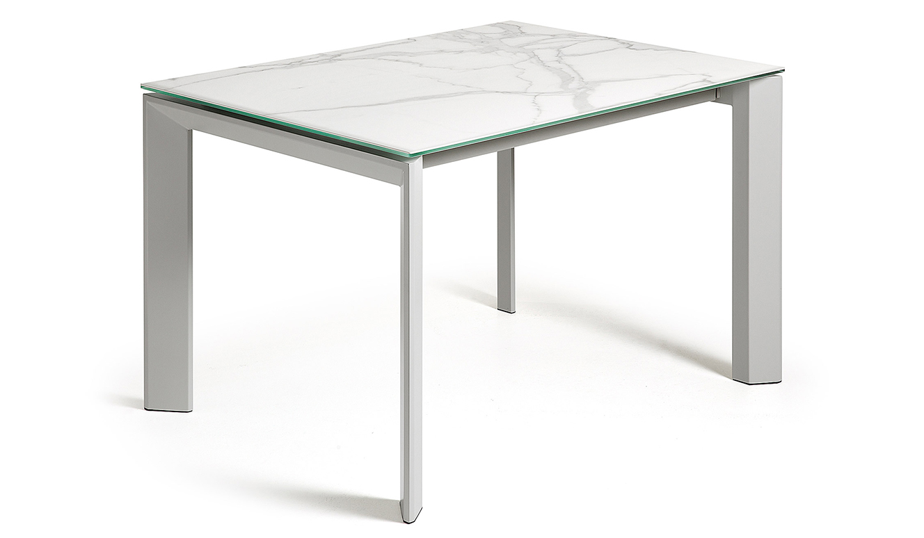 Axis uitschuifbare tafel 120 (180) cm porselein afwerking Kalos wit grijs benen