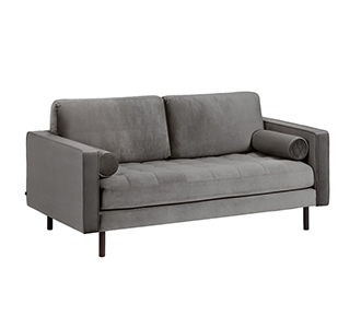 Debra fluwelen tweezitsbank grijs 182 cm