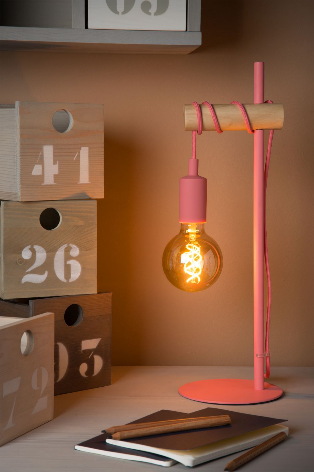 Lucide POLA - Tafellamp Kinderkamer - Ø 15 cm - 1xE27 - Roze