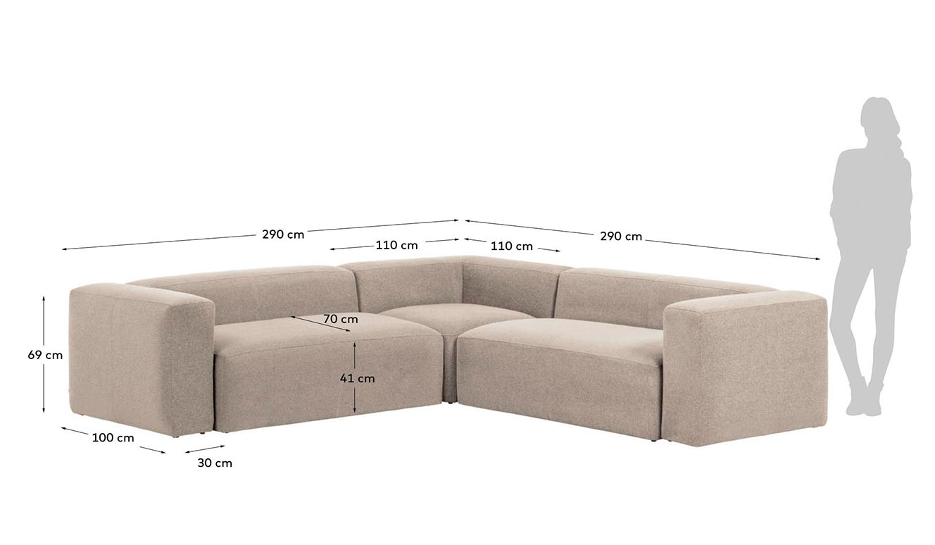 4-zits hoekbank Blok beige 290 x 290 cm