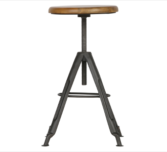 Brenna metal stool with wooden top