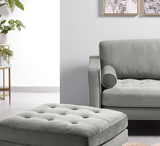 Debra fluwelen tweezitsbank grijs 182 cm