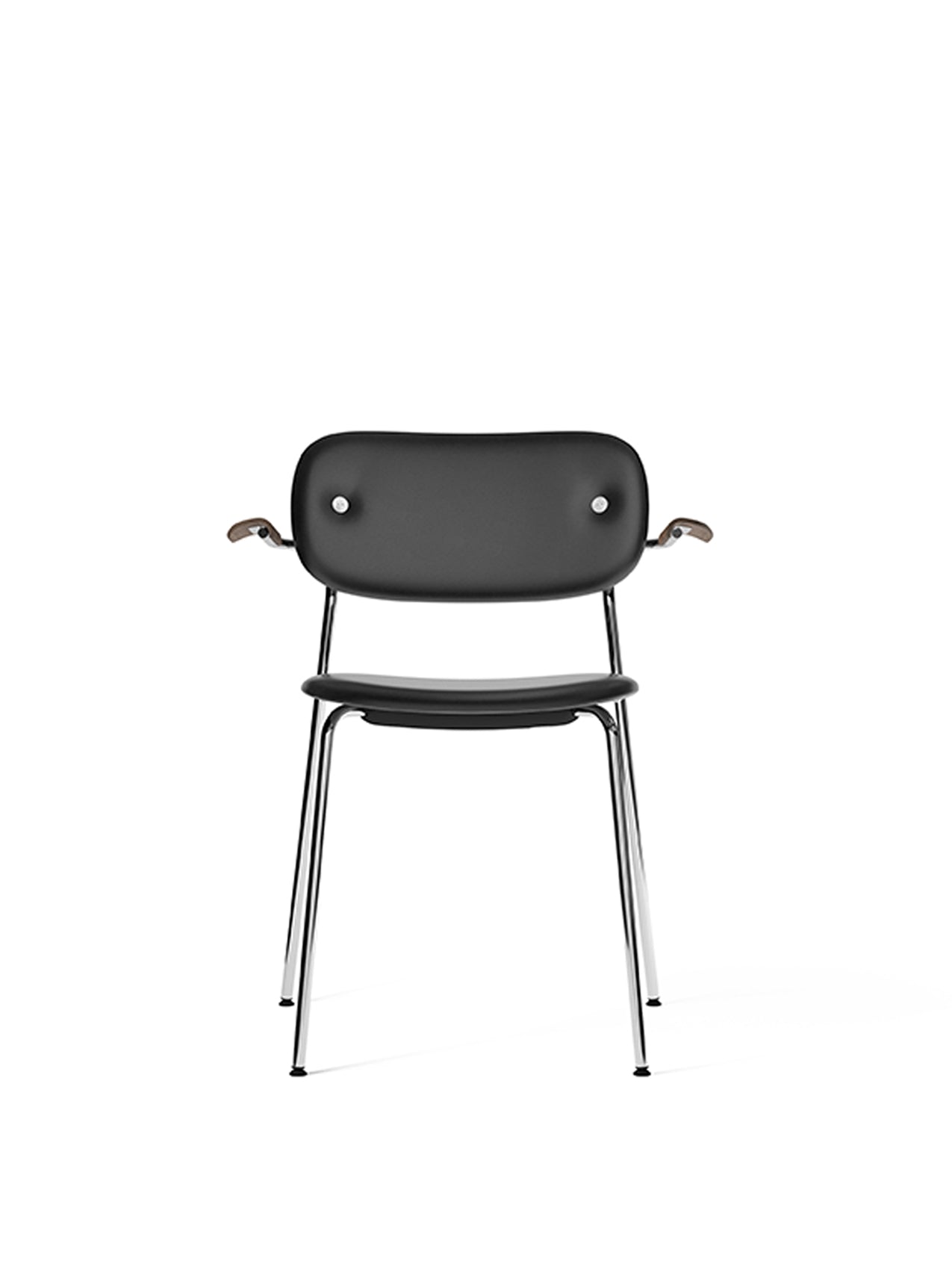 Menu - Co eetkamerstoel met armleuning, chrome stalen frame, with Oak Arms, donker gebeitst eiken, 0842 (Black)