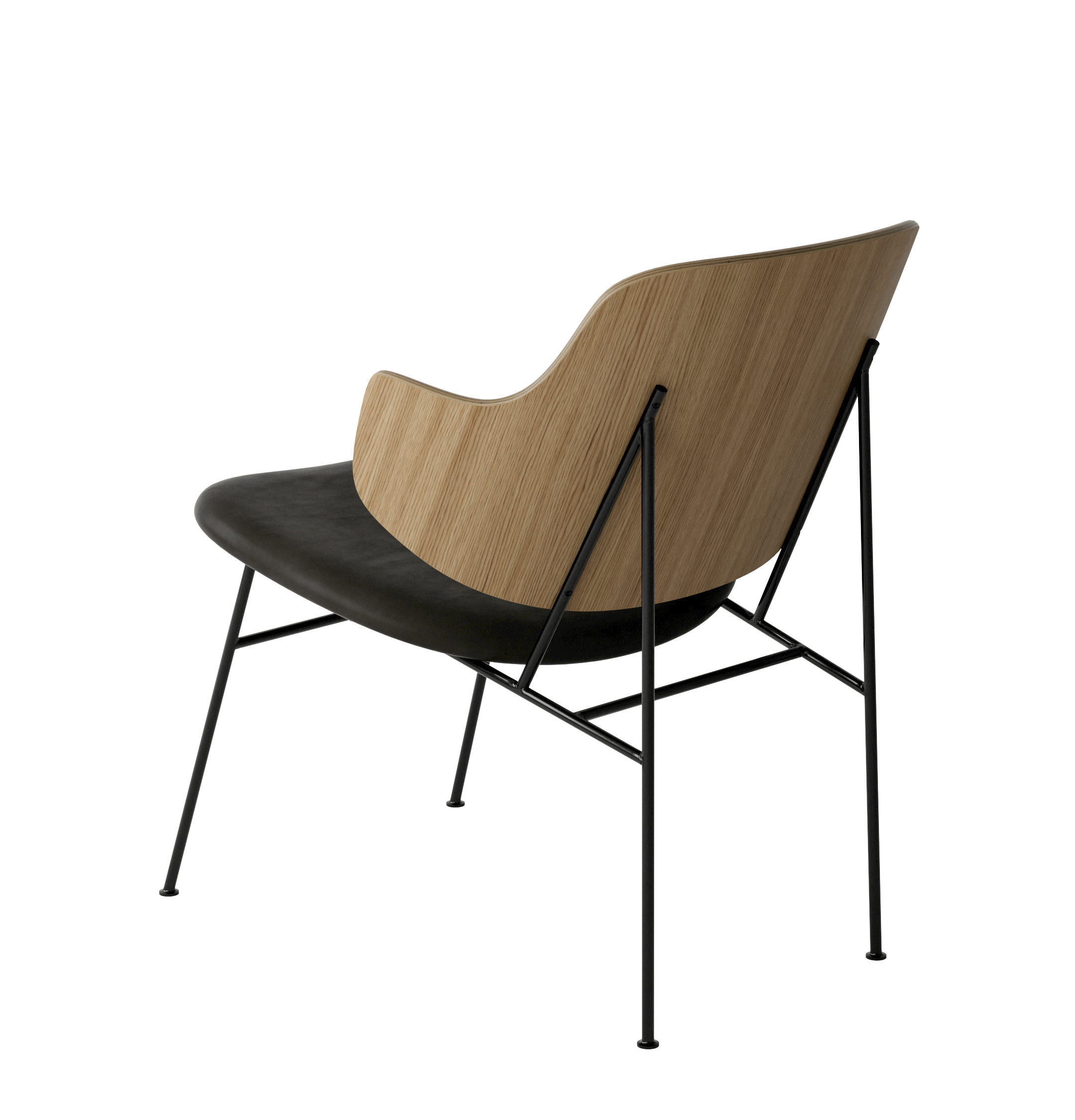 Menu - The Penguin fauteuil, zwart stalen frame, naturel eiken rugleuning, 0842 (Black)