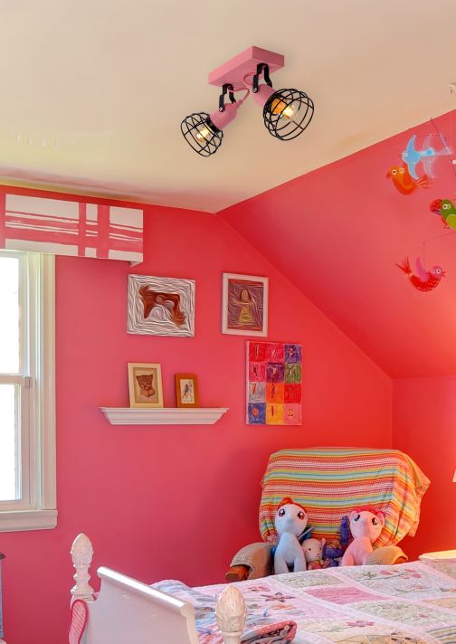 Lucide POLA - Plafondspot Kinderkamer - 2xE27 - Roze