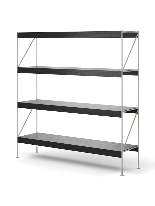 Menu - Zet opbergsysteem, H158, L150, staal ivoren frame, zwart eiken plank