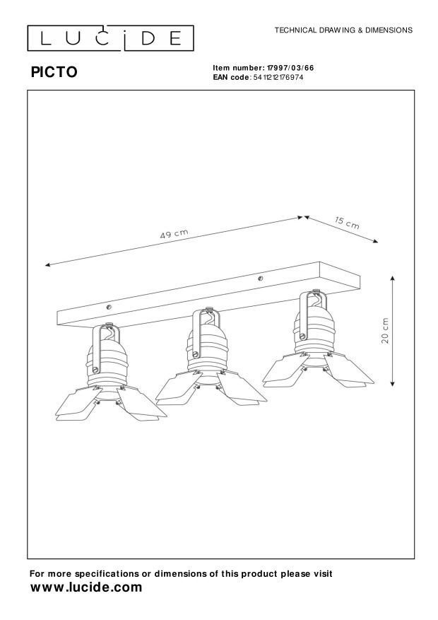 Lucide PICTO - Plafondspot Kinderkamer - 3xGU10 - Roze