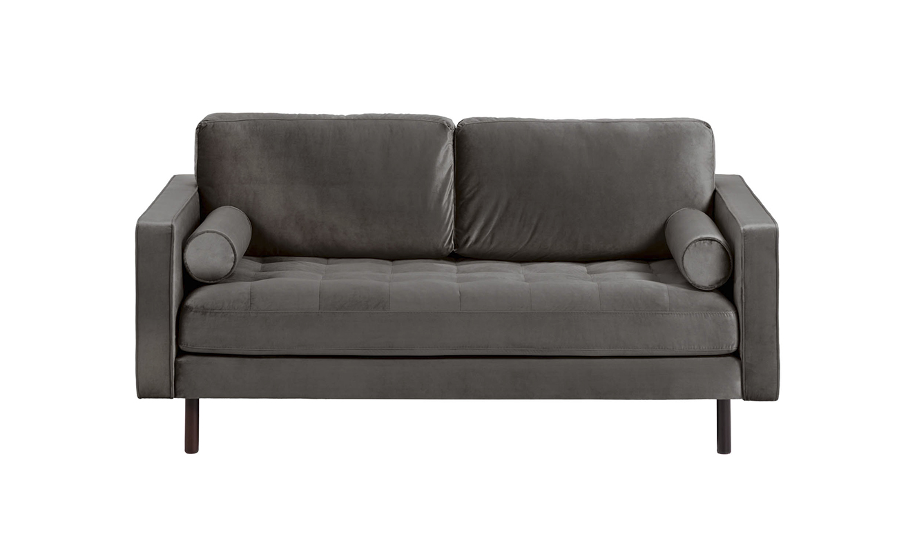 Debra fluwelen tweezitsbank grijs 182 cm