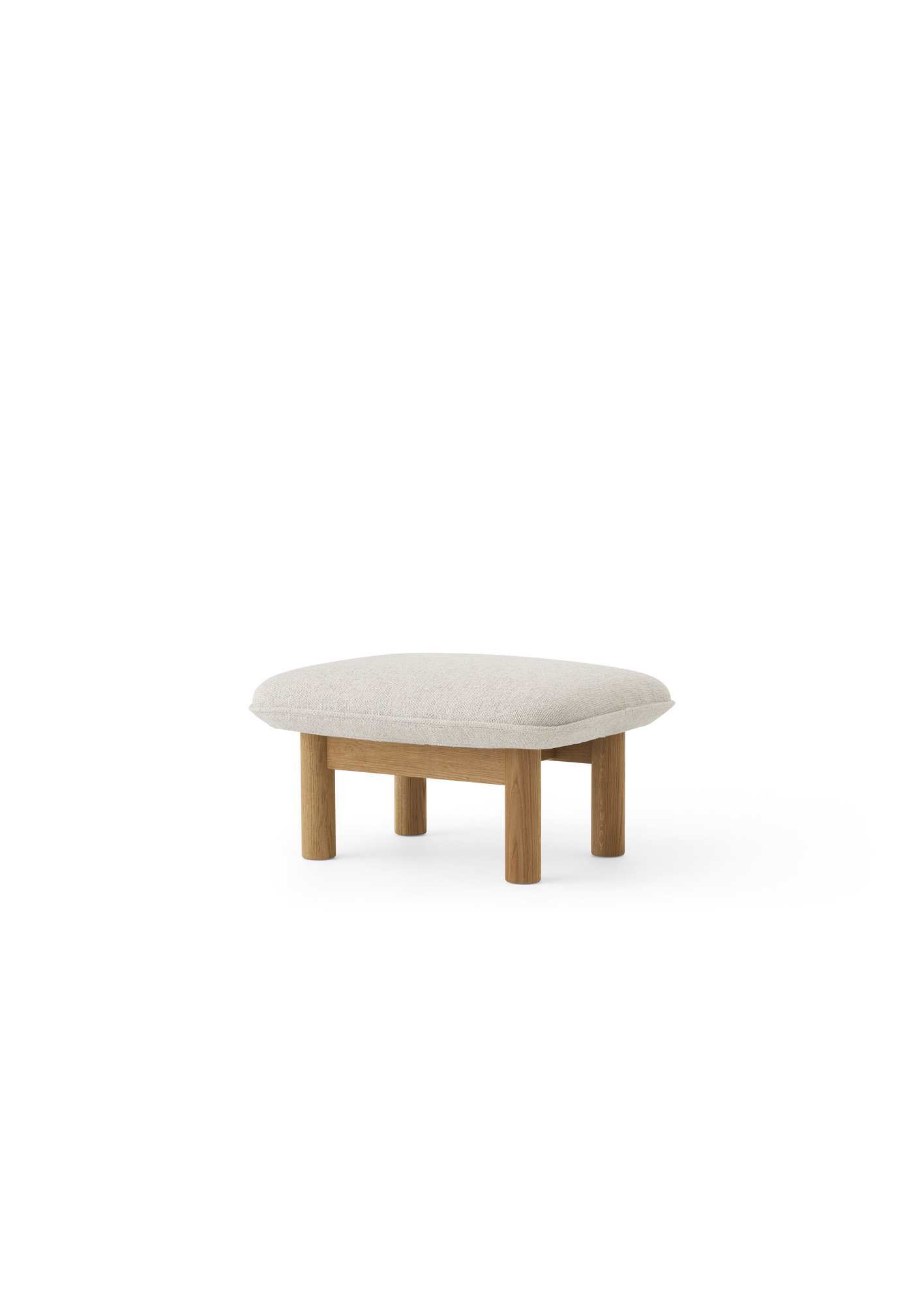 Menu - Brasilia pouf, massief naturel eiken frame, 0011 (White)