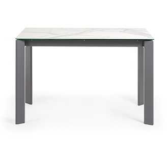 Axis uitschuifbare tafel 120 (180) cm porselein afwerking Kalos Wit antraciet benen