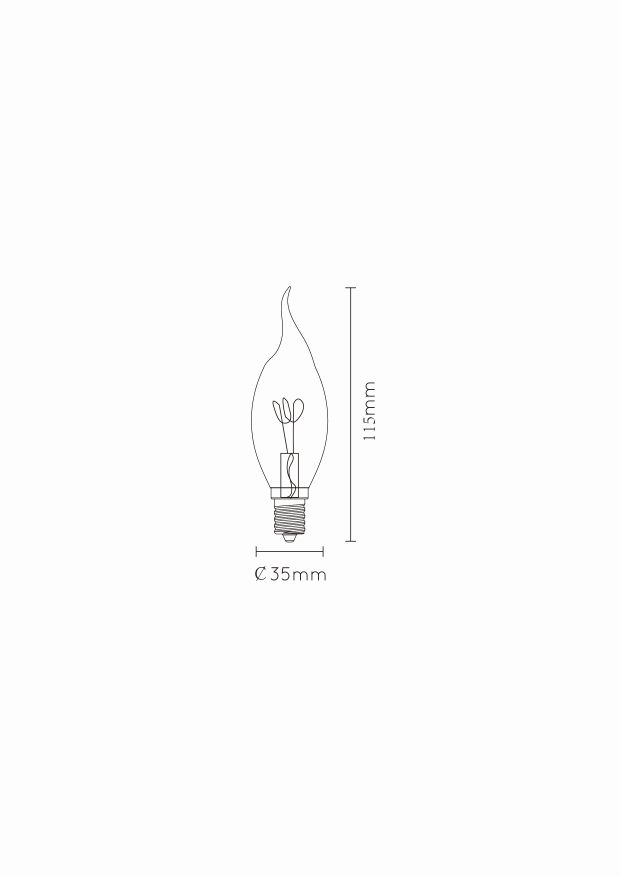 Lucide CT35 - Filament lamp - Ø 3,5 cm - LED Dimb. - E14 - 1x3W 2200K - Amber