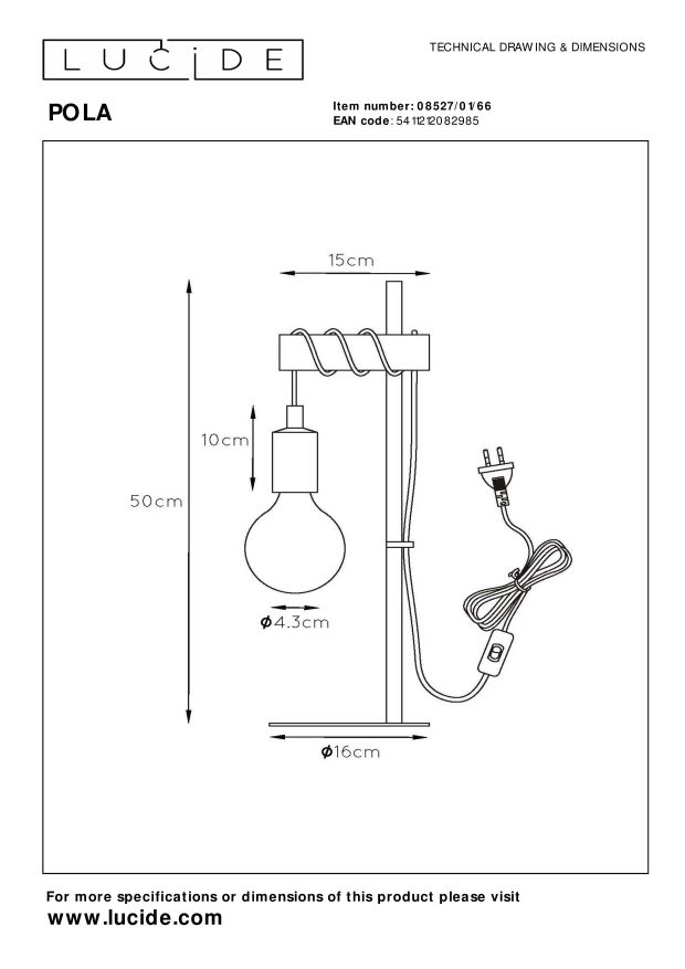 Lucide POLA - Tafellamp Kinderkamer - Ø 15 cm - 1xE27 - Roze