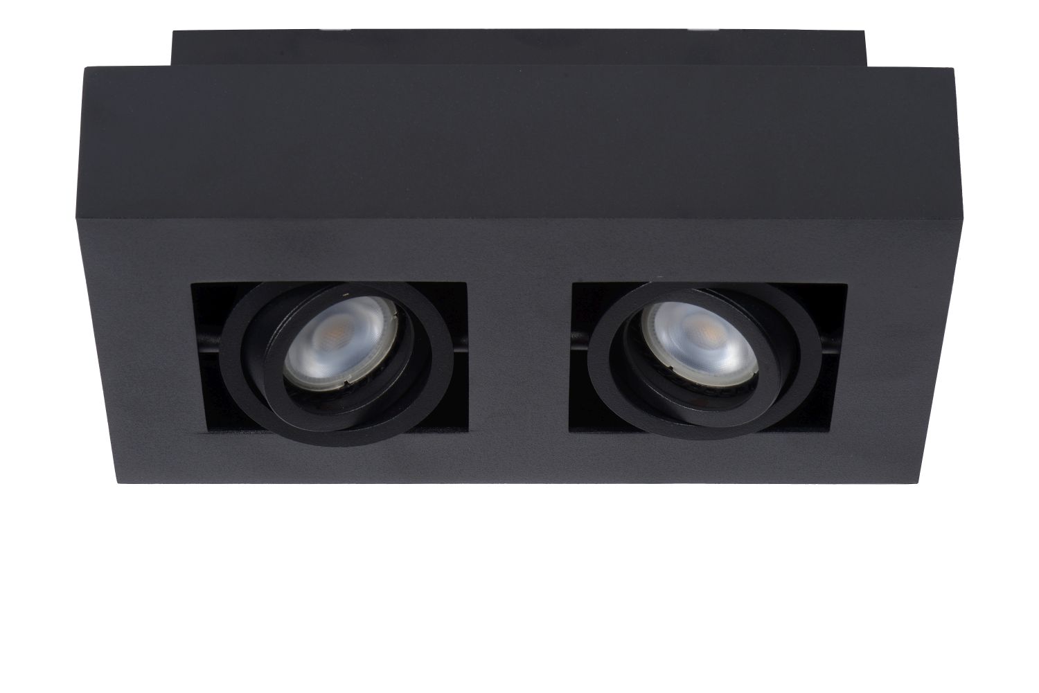 Lucide XIRAX - Plafondspot - LED Dim to warm - GU10 - 2x5W 2200K/3000K - Zwart