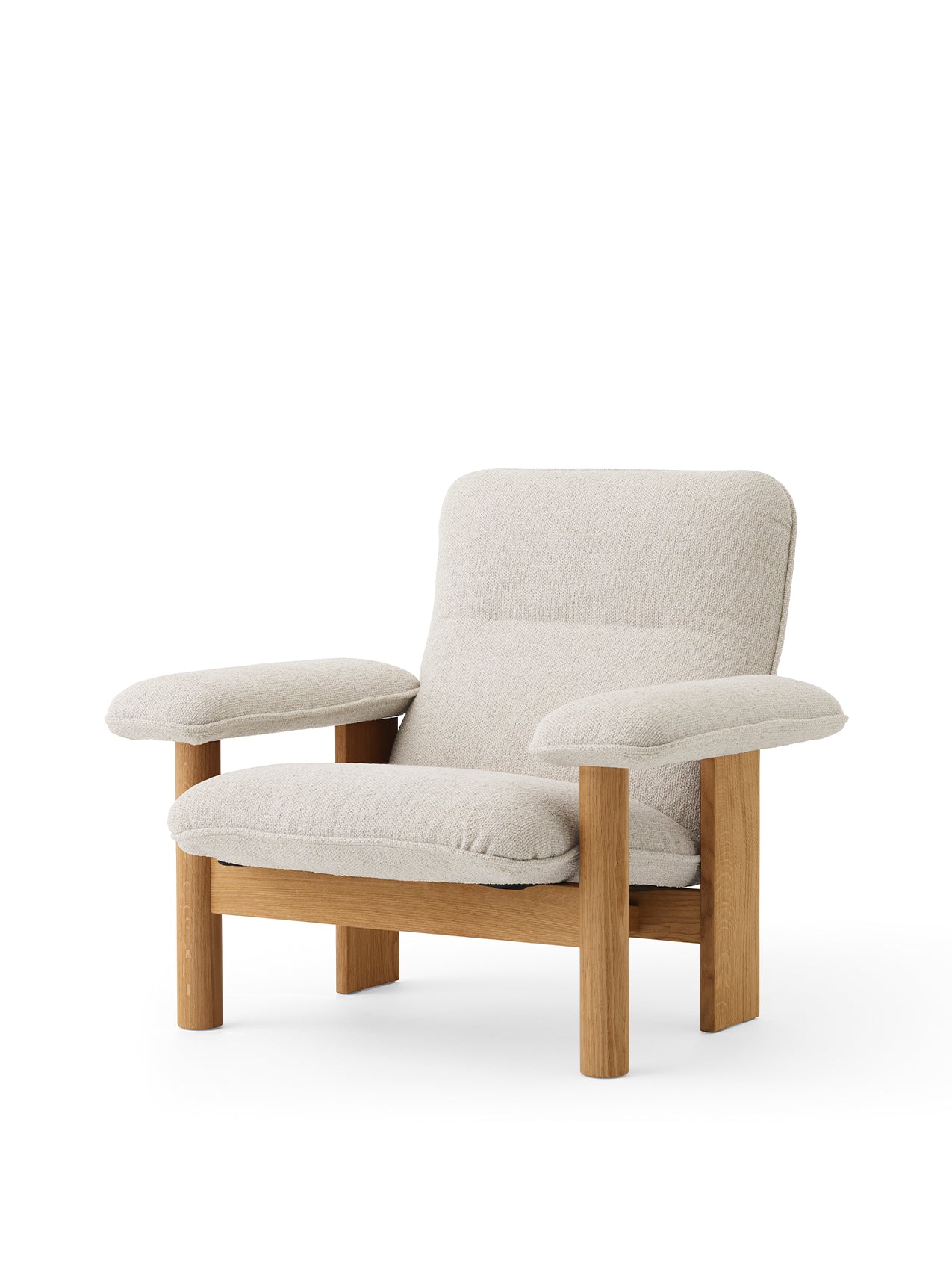 Menu - Brasilia loungestoel, massief naturel eiken frame, 0011 (White) Moss