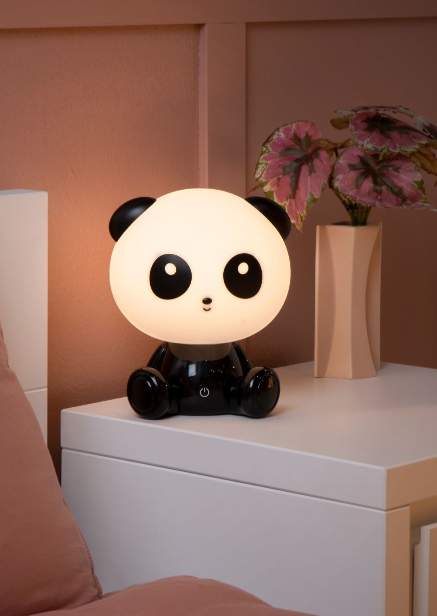 Lucide DODO PANDA - Tafellamp Kinderkamer - LED Dimb. - 1x3W - 3 StepDim - Zwart