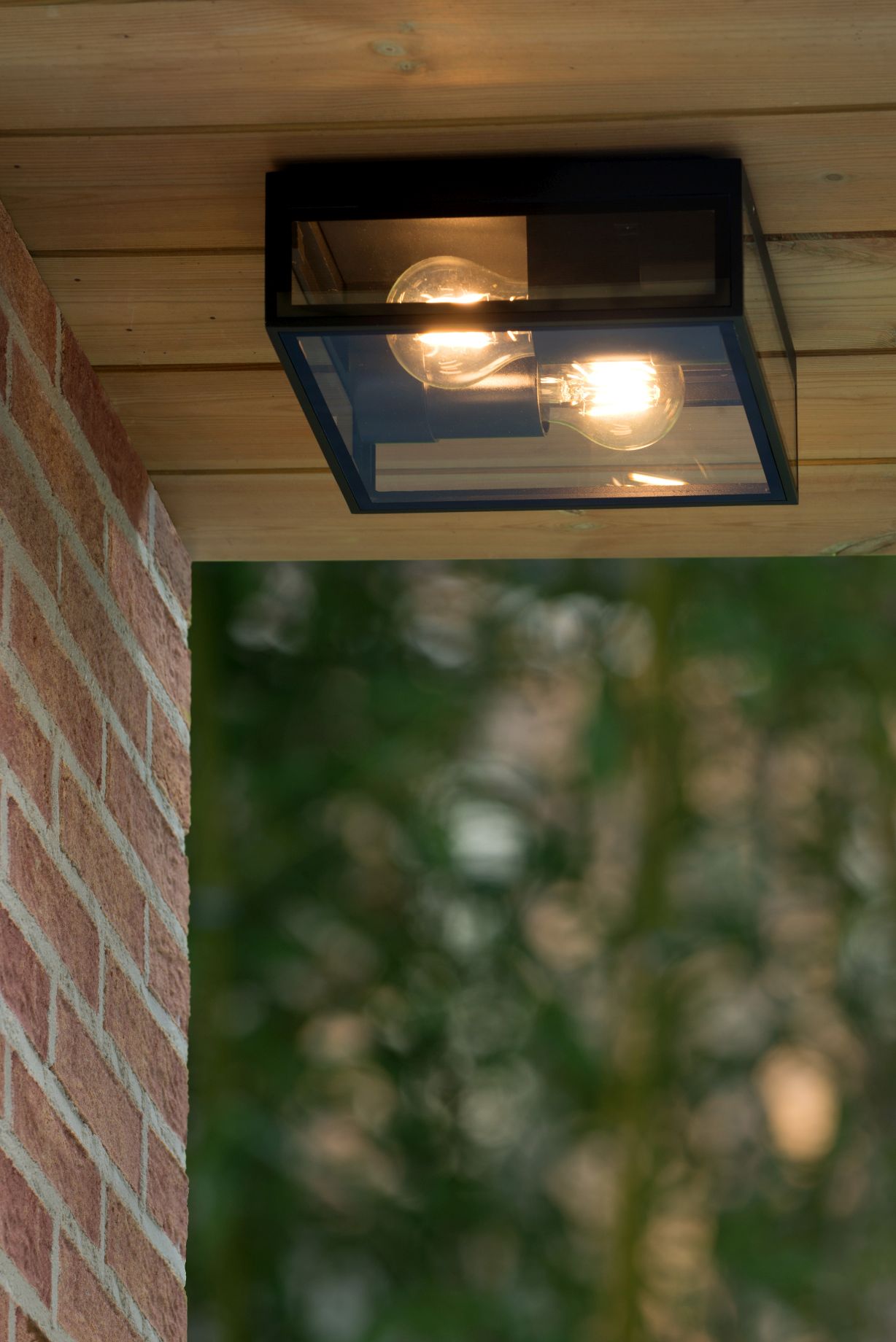 Lucide DUKAN - Plafonnière Buiten - 2xE27 - IP65 - Zwart