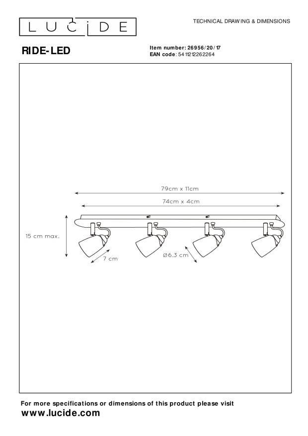 Lucide RIDE-LED - Plafondspot - LED Dimb. - GU10 - 4x5W 3000K - Koper
