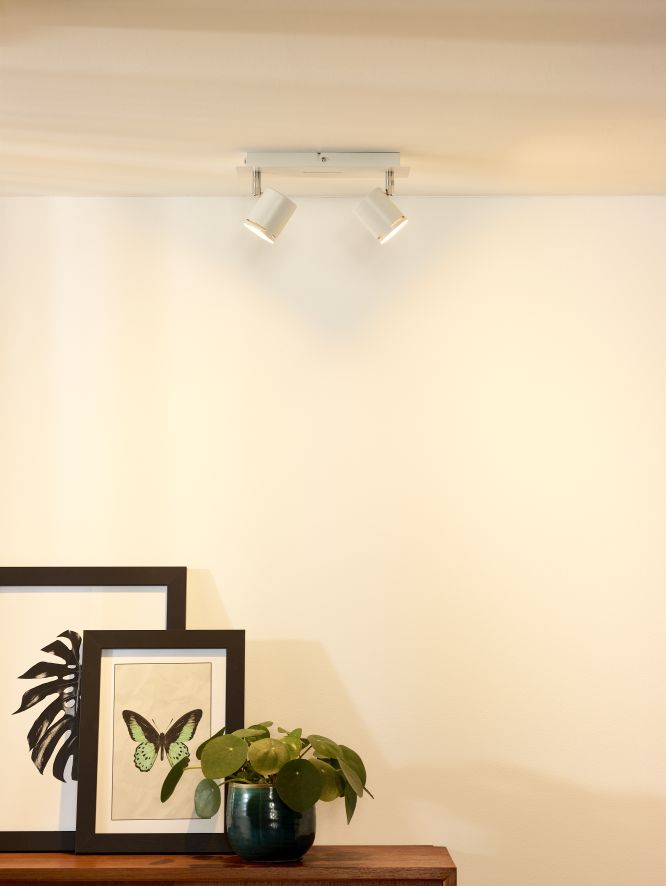 Lucide RILOU - Plafondspot - LED Dimb. - GU10 - 2x5W 3000K - Wit