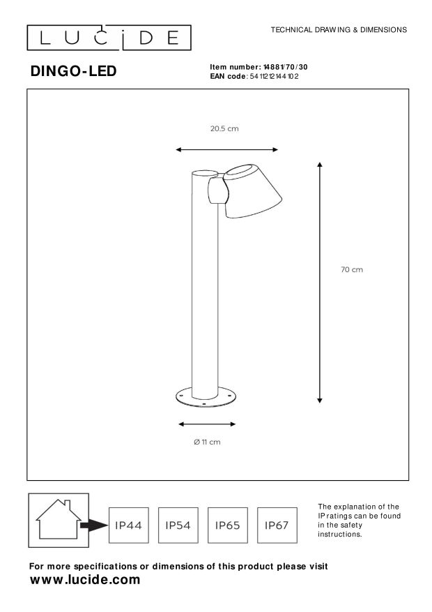 Lucide DINGO-LED - Sokkellamp Buiten - LED Dimb. - GU10 - 1x5W 3000K - IP44 - Antraciet